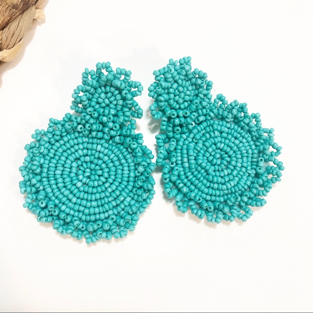 Boho Turquoise Beaded Statement Earrings
